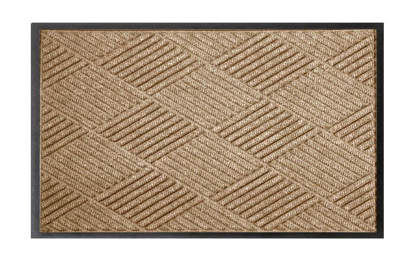 Full product image of the Diamond Pattern, Camel Waterhog Premier Mat with rubber edges and rubber backing. The Mat Group UK.