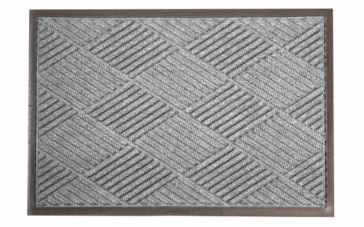 Full product image of the Medium Grey Premier Mat with rubber edges and a diamond pattern which traps dirt and water. The Mat Group UK.