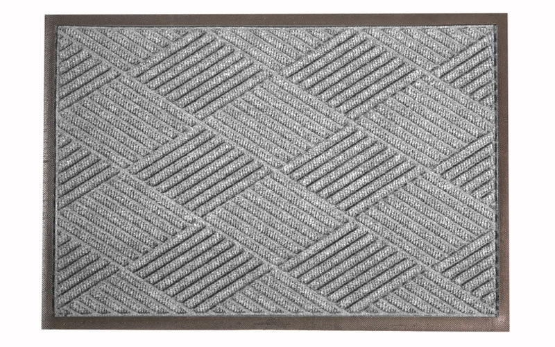 Full product image of the Medium Grey Premier Mat with rubber edges and a diamond pattern which traps dirt and water. The Mat Group UK.