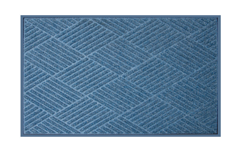 Full product image of the Medium Blue Waterhog Premier Fashion Mat that is stain and fade resistant. The Mat Group UK. 