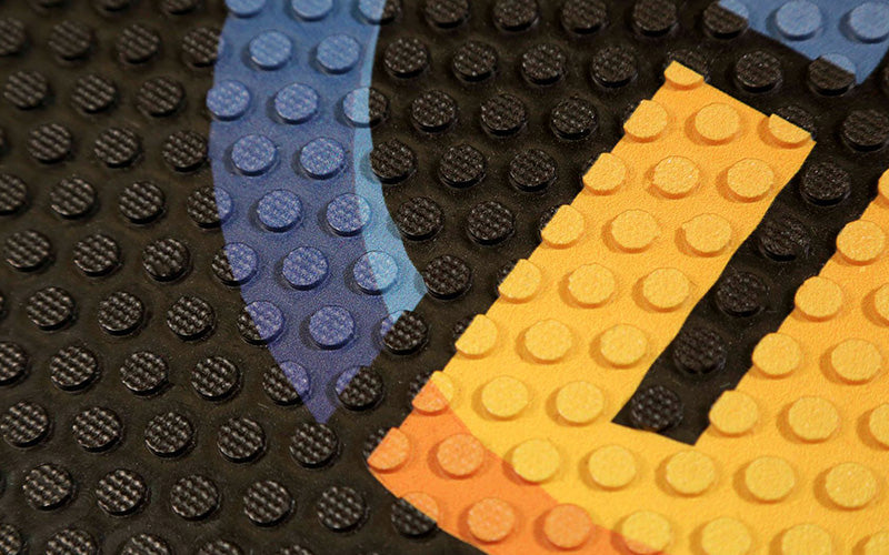 Close up product image of Rubber Scaper Logo Mat for business. The Mat Group UK.