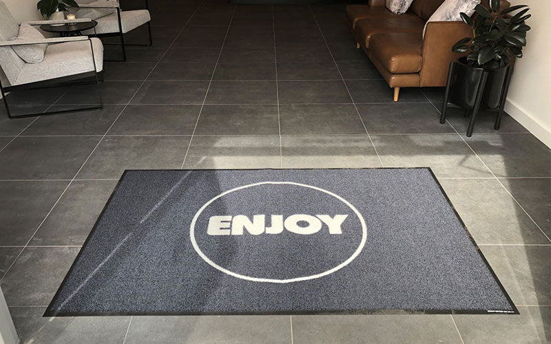 Insitu product image of PrintScraper Logo Mat in foyer. The Mat Group UK.