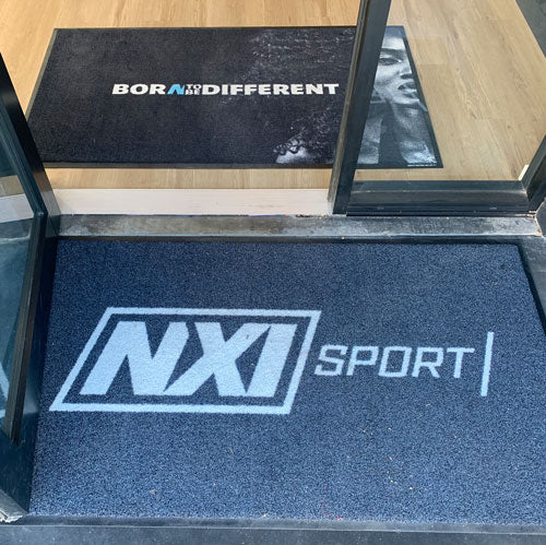 Insitu product image of PrintScraper Logo Mat at entrance. The Mat Group UK.